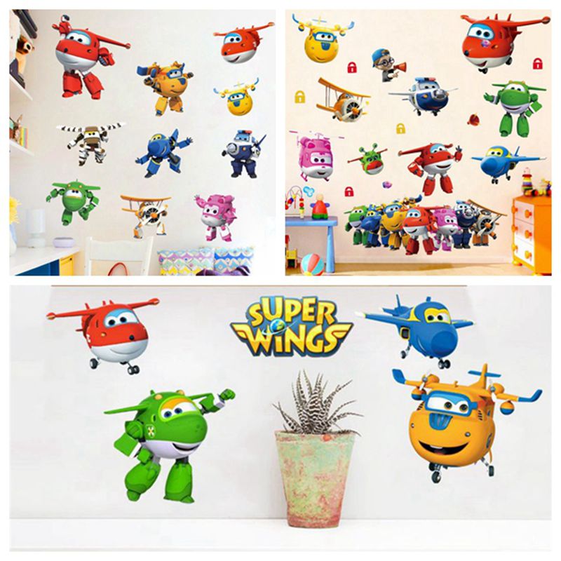 Baby Nursery Wall Stickers - Hot Cartoon Super Wings Deformation Airplane