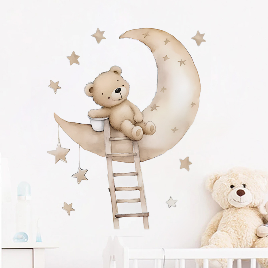 Baby Girl Nursery Quotes - Słodki Miś Gwiazda Chmura Naklejki ścienne