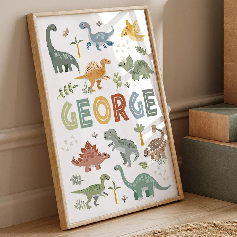 Baby Nursery Paintings - Urocze dinozaury T-Rex Brachiosaurus, obraz na