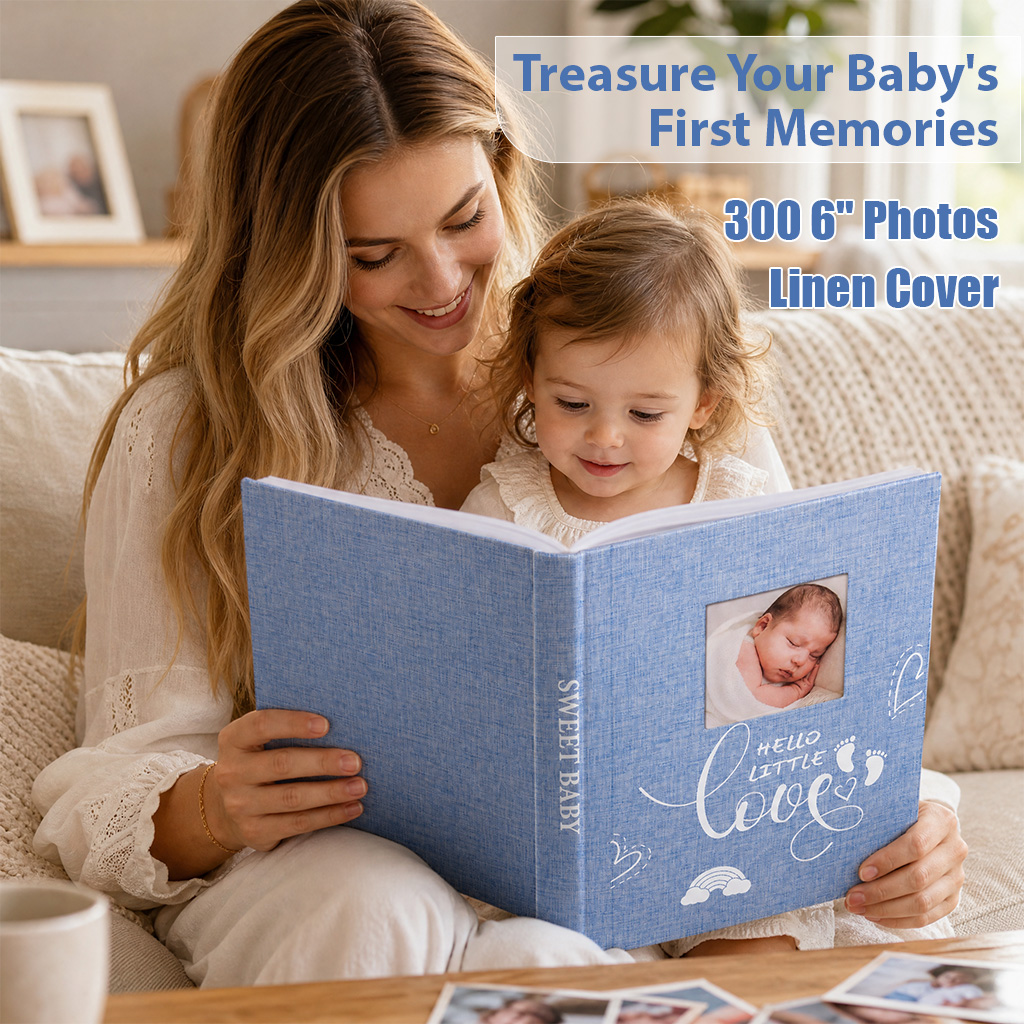 Baby Nursery Bookcase - Lniany album na zdjęcia, na 300