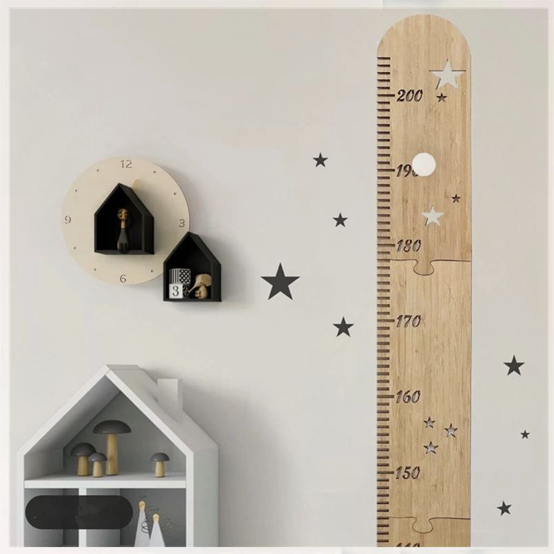 Baby Nursery Wall Stickers - 5 arkuszy Nordic drewniane wykres do