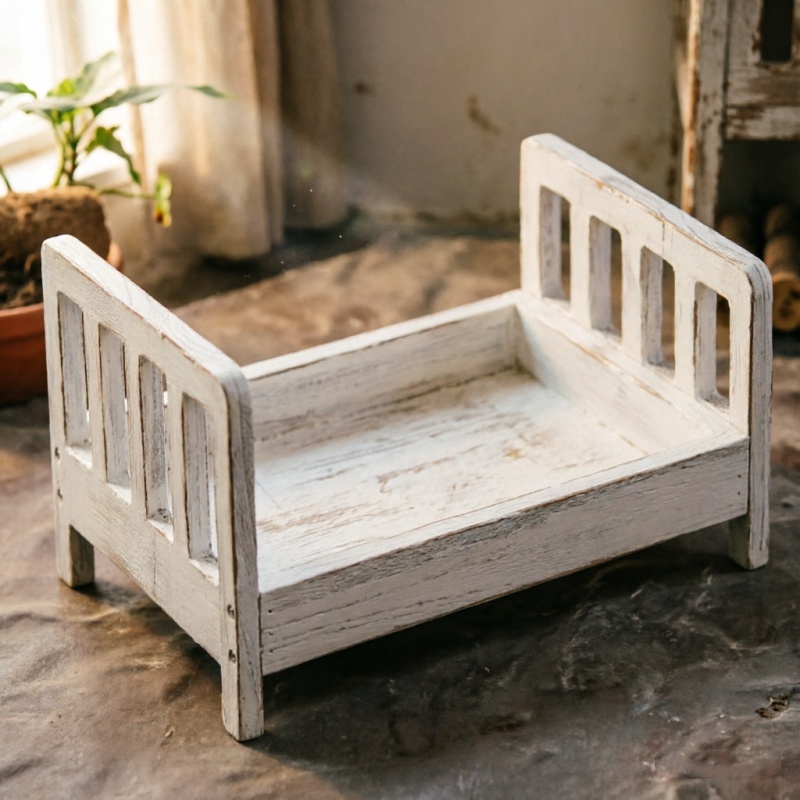 Baby Nursery Chair - Sofa do pozowania niemowląt, retro drewniane