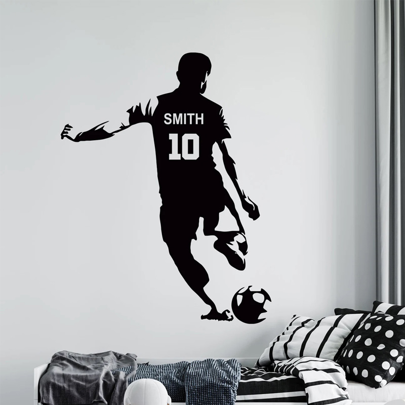 Baby Nursery Wall Mural - Spersonalizowany piłkarz Nazwa i numer Naklejka