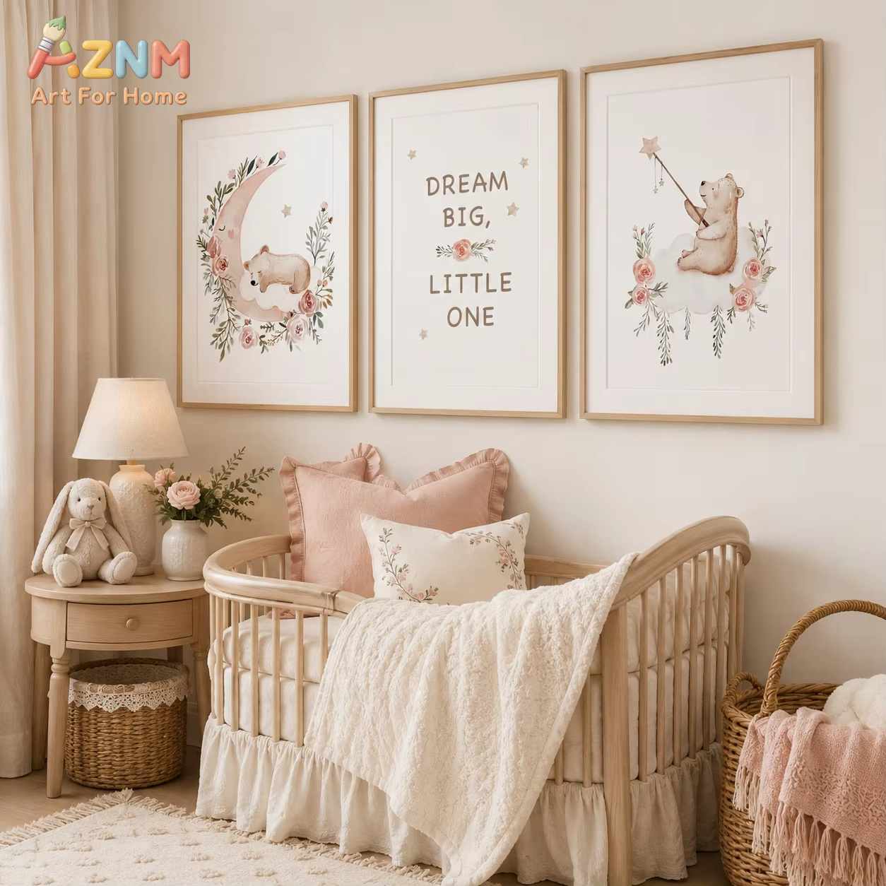 Baby Girl Nursery Quotes - AZNM Nursery Flower Wall Art, Uroczy