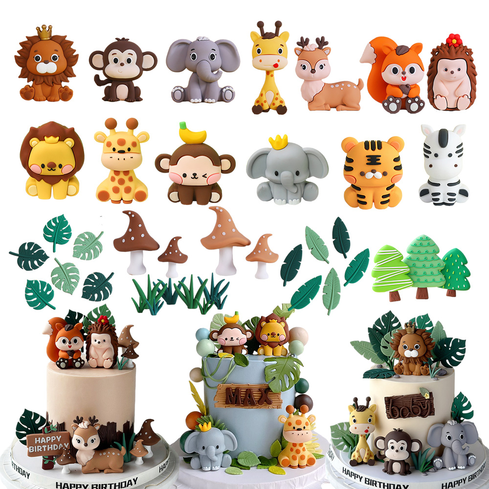 Baby Nursery Jungle Theme - Zestaw nakładek na tort Safari Animal