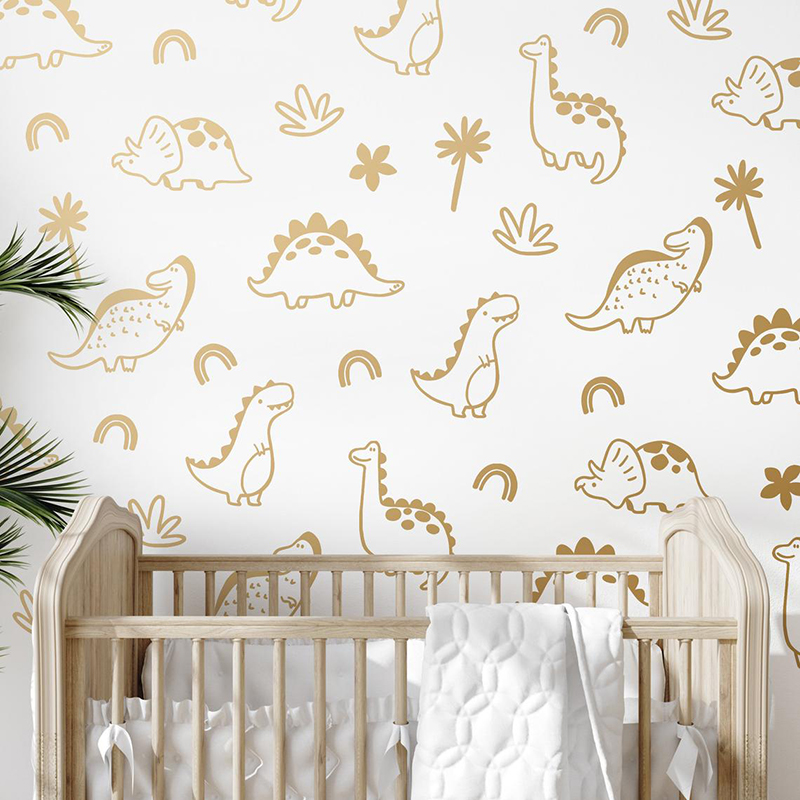 Baby Nursery Wall Mural - Geometryczne drzewo dinozaura tęczowa naklejka ścienna