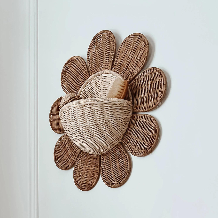 Baby Nursery Basket - Nordic Sun Flower Ręcznie tkany rattanowy