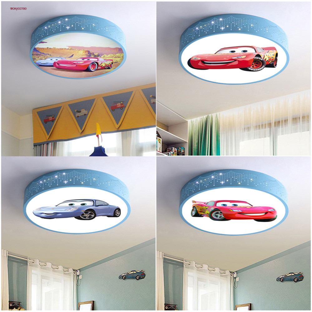 Baby Nursery Light Fixture - Cartoon samochodów okrągłe Led lampa sufitowa