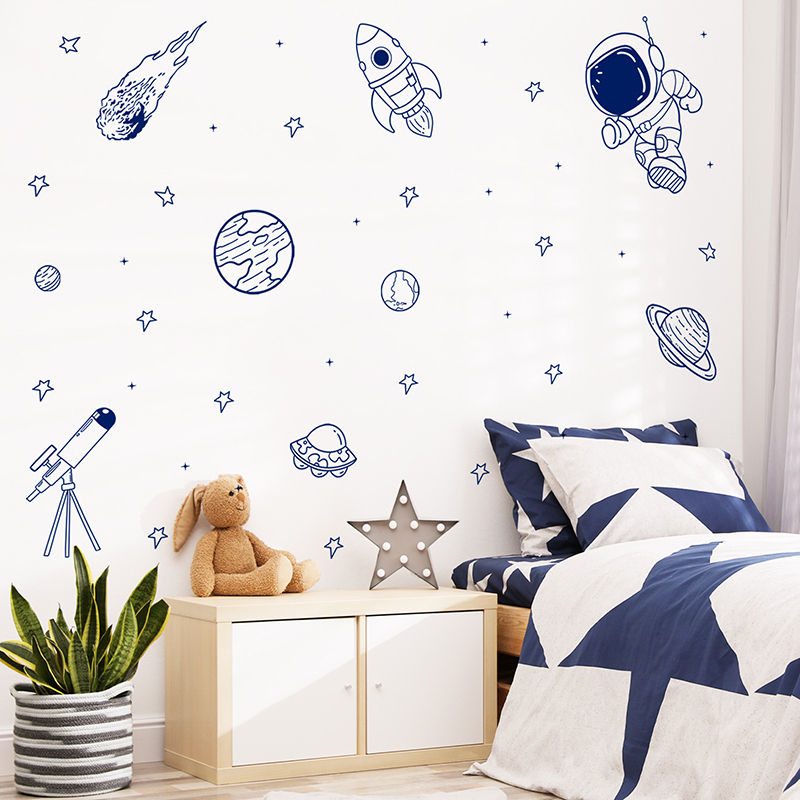 Baby Nursery Wall Mural - Naklejka ścienna Cartoon Universe Astronaut Planet