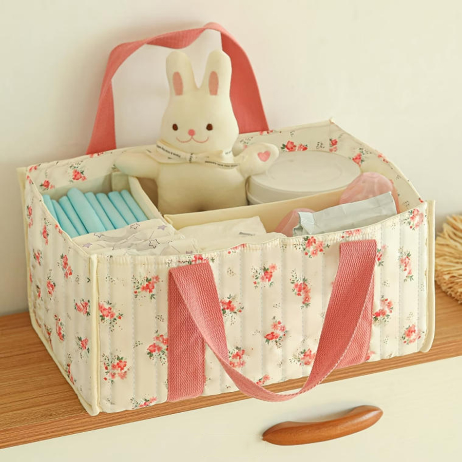 Baby Nursery Basket - Organizer na pieluchy w kwiaty, przenośny