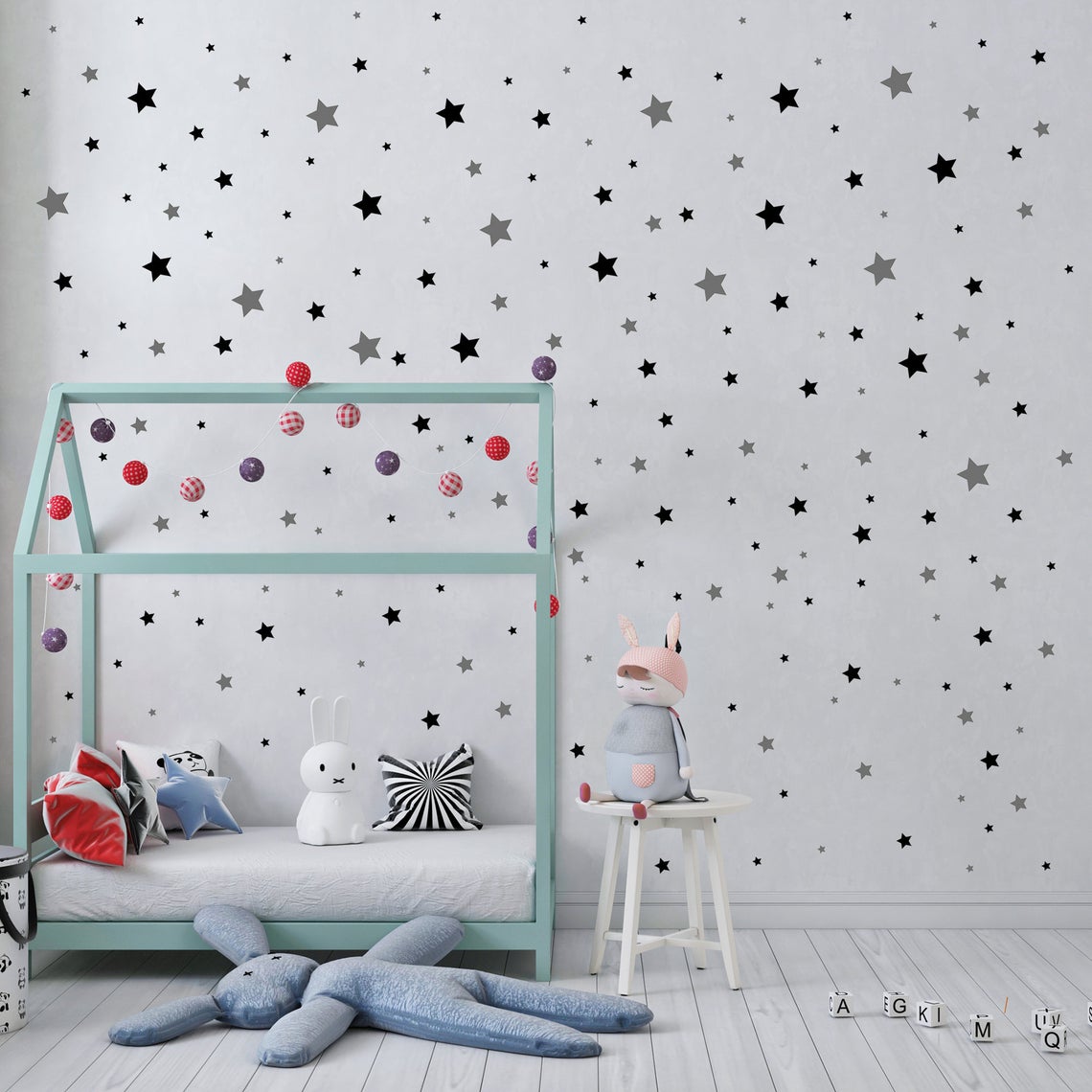 Cartoon 65Pcs Star Wall Sticke – Baby Nursery Wall Stickers recenzja i cena
