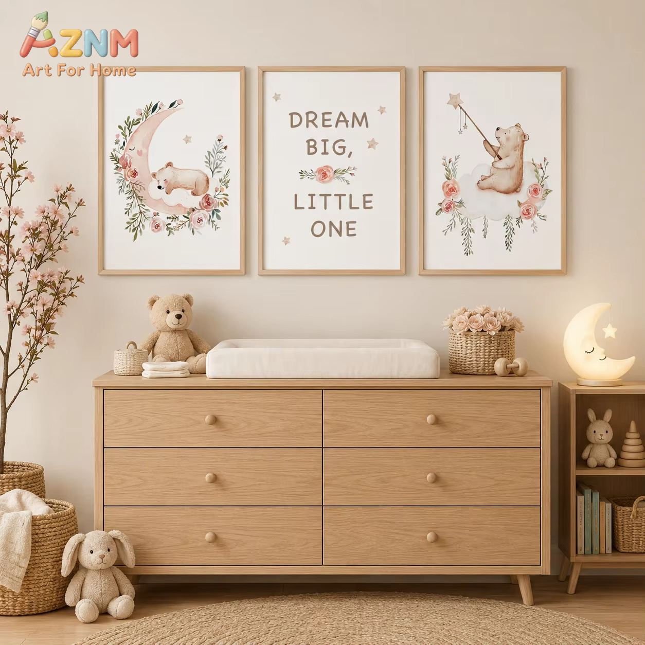 AZNM Nursery Flower Wall Art,  – Baby Girl Nursery Quotes recenzja i cena