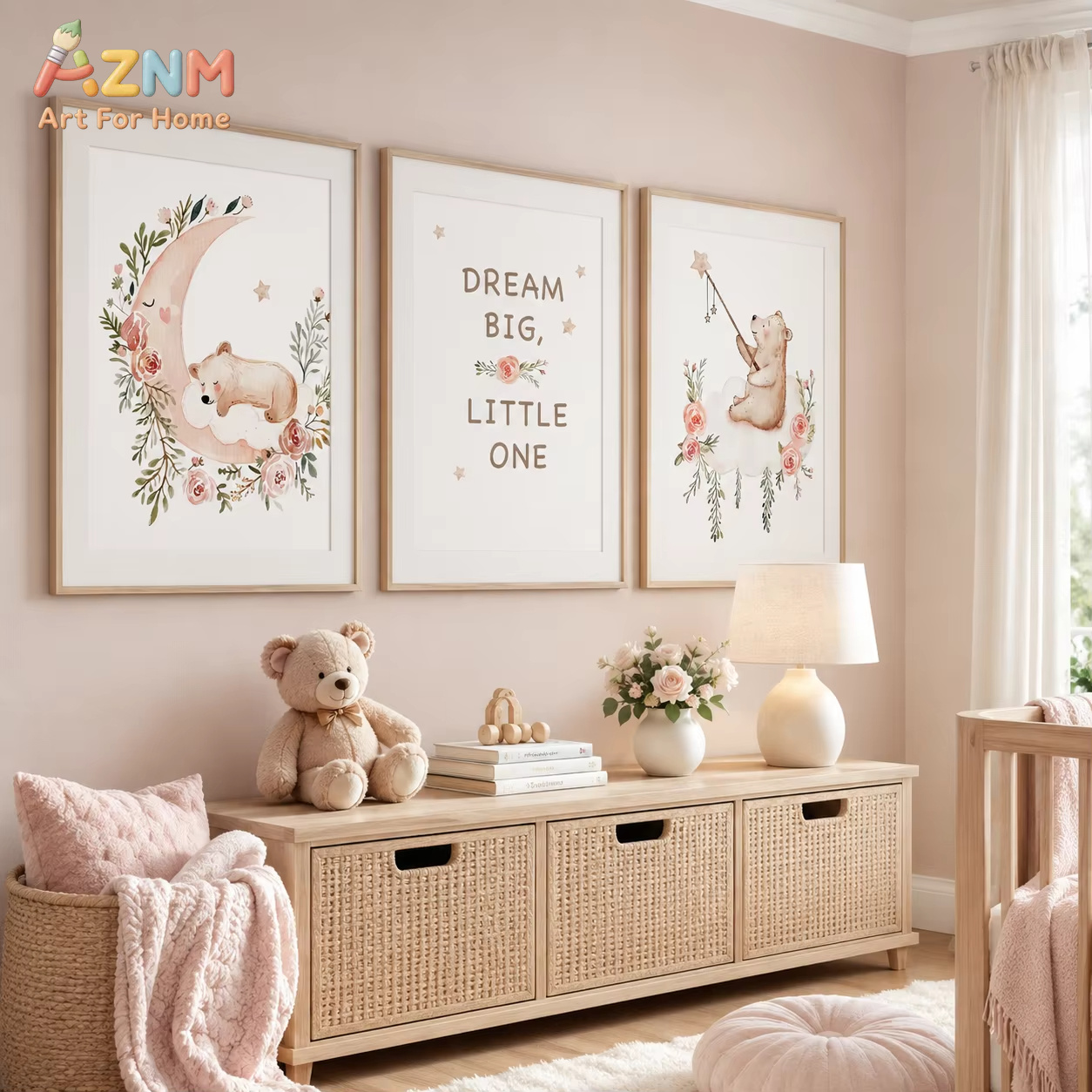 AZNM Nursery Flower Wall Art,  – Baby Girl Nursery Quotes recenzja i cena