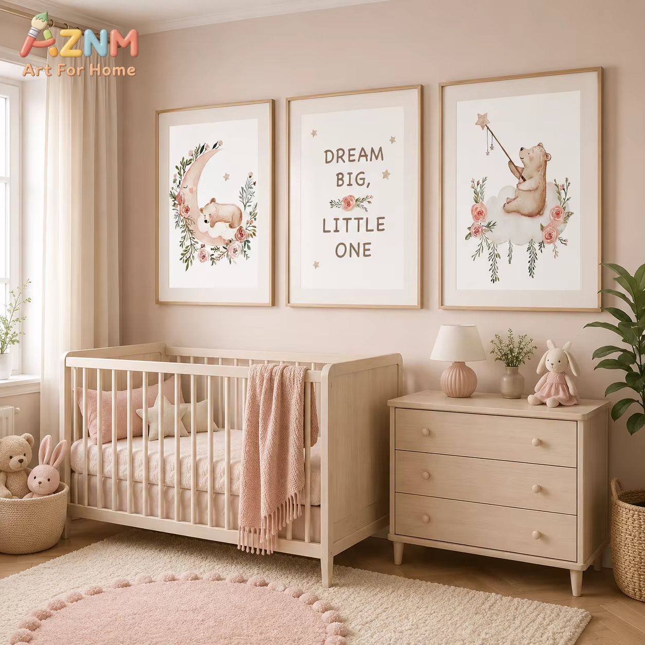 AZNM Nursery Flower Wall Art,  – Baby Girl Nursery Quotes recenzja i cena
