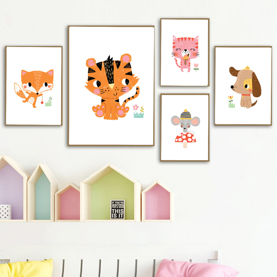 Kreskówkowe obrazki na ścianę  – Baby Nursery Zoo Animals recenzja i cena
