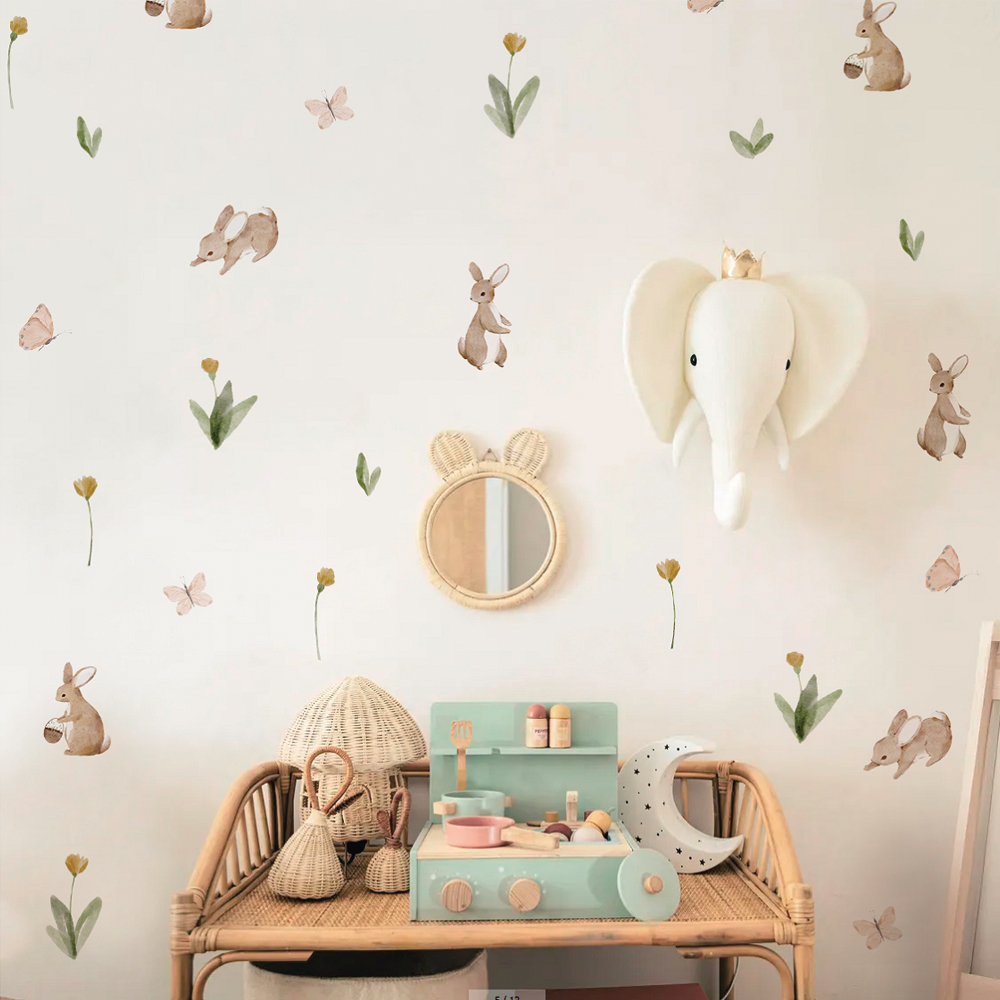Letnia akwarela Śliczne królic – Baby Nursery Wall Stickers recenzja i cena