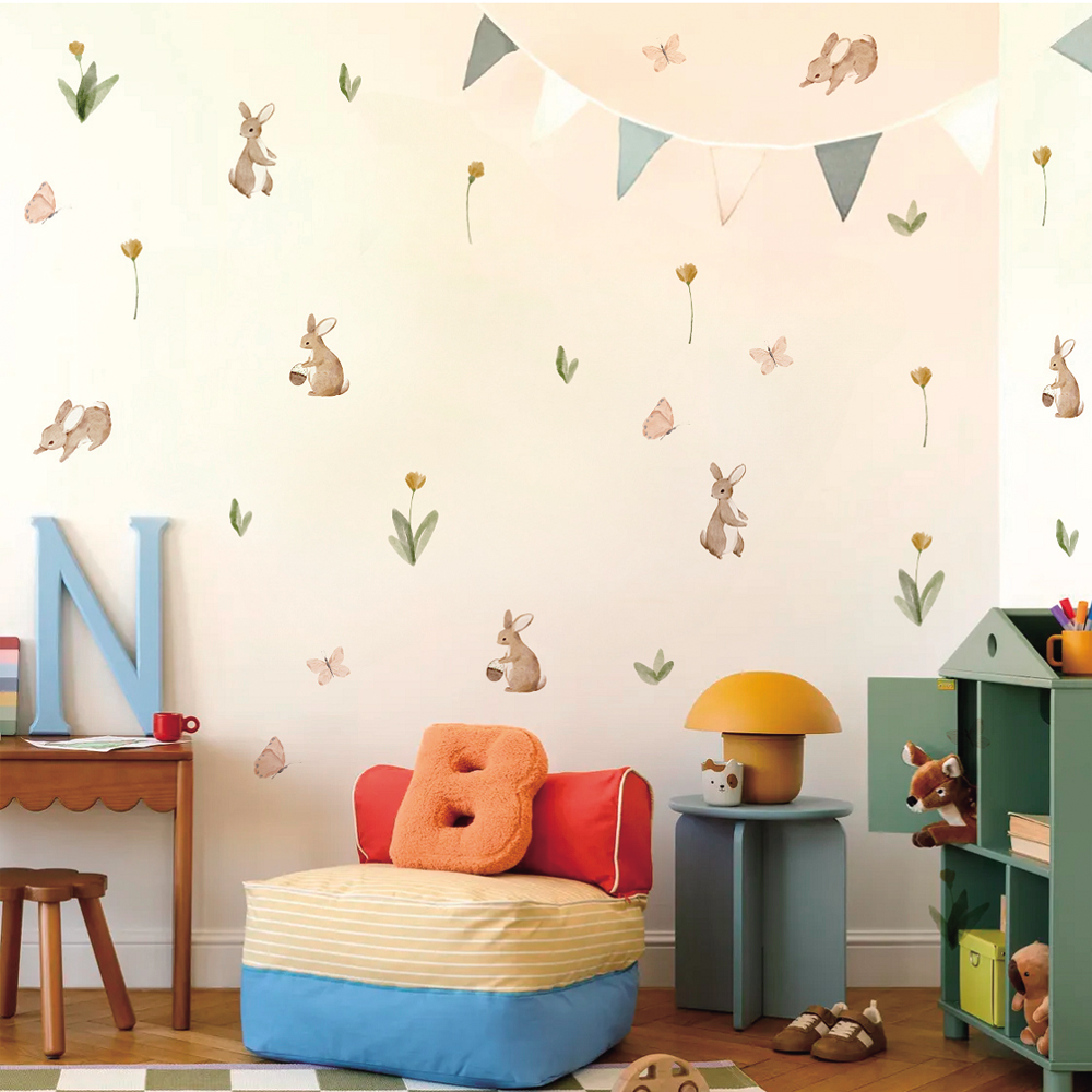 Letnia akwarela Śliczne królic – Baby Nursery Wall Stickers recenzja i cena