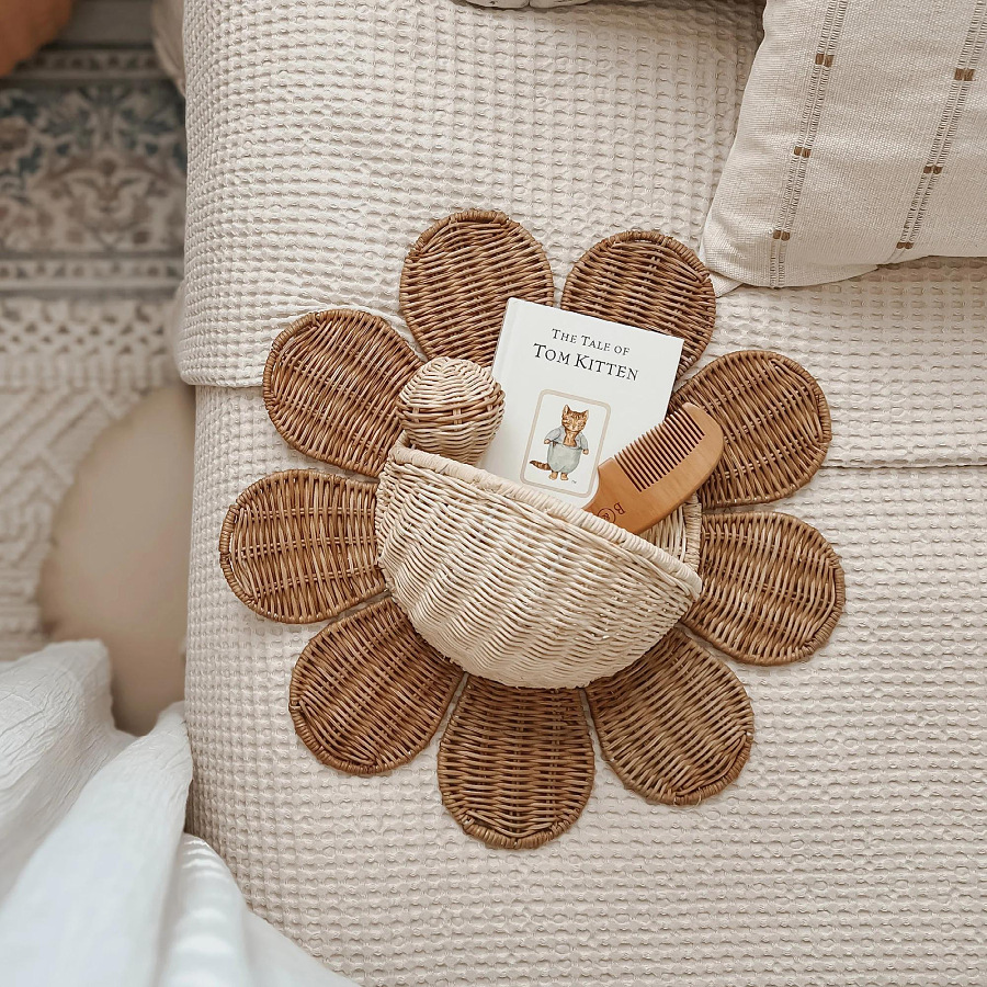Nordic Sun Flower Ręcznie tkan – Baby Nursery Basket recenzja i cena
