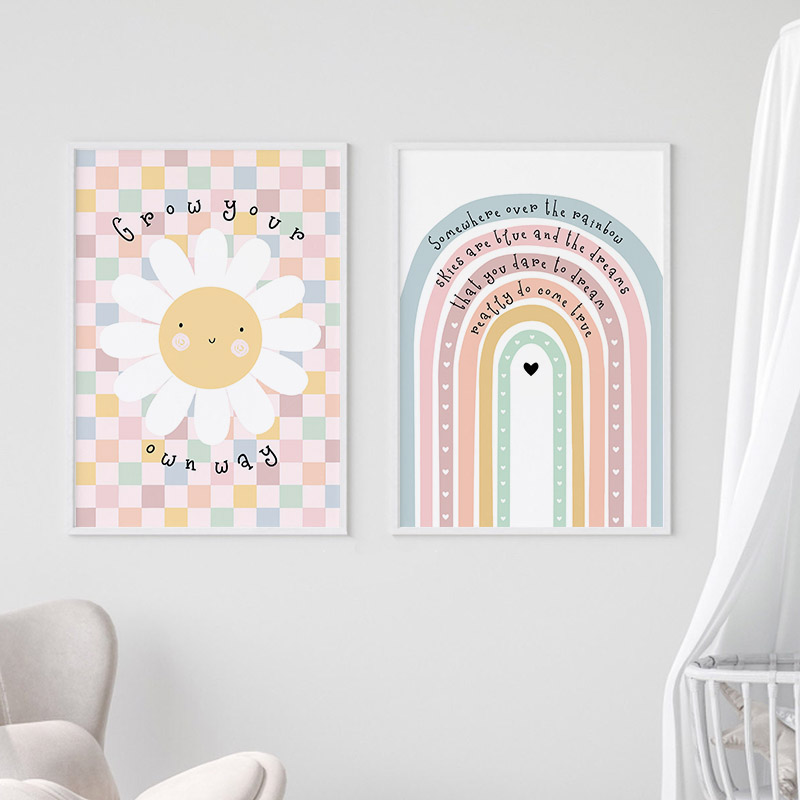 Sun Flower Rainbow Cloud Heart – Baby Nursery Posters recenzja i cena