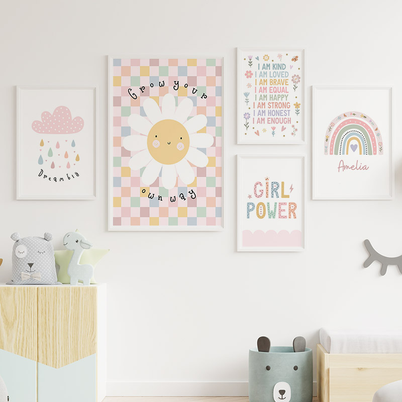 Sun Flower Rainbow Cloud Heart – Baby Nursery Posters recenzja i cena